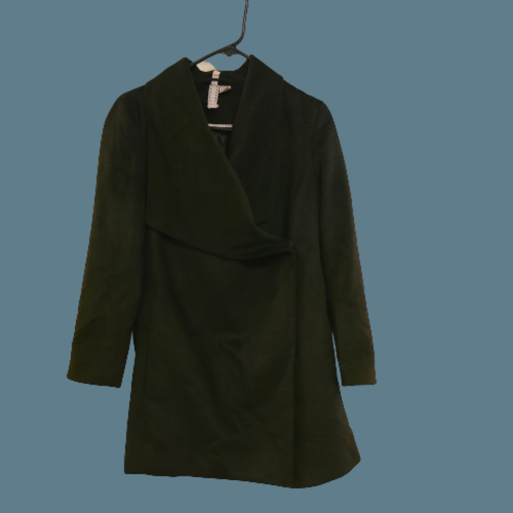 H & M Divided Black Fold Over Coat